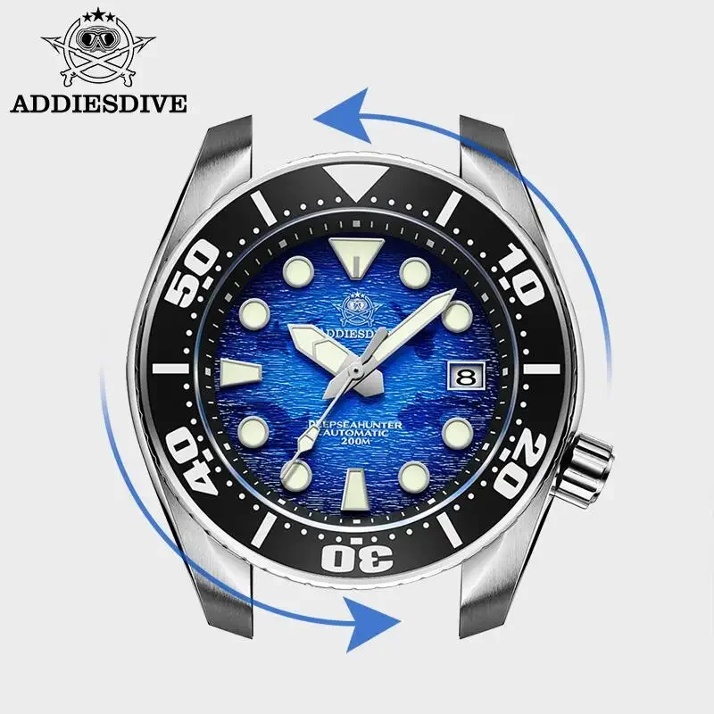 ADDIESDIVE Luxury Watches For Men Sapphire Crystal Ceramic Bezel 200m Waterproof Deep Sea Dial BGW9 Luminous Mechanical Watches