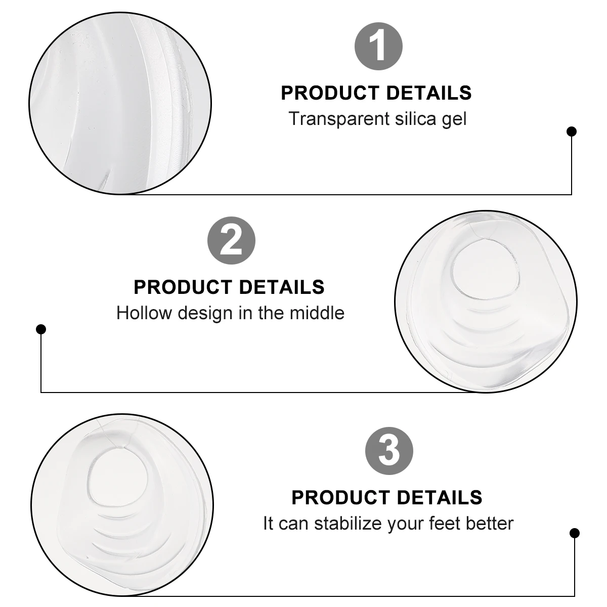 

2 Pairs Orthopedic Heel Pads Transparent Universal Size Arch Support Insoles Cushions for Men Women Flat Shoes O Type Legs