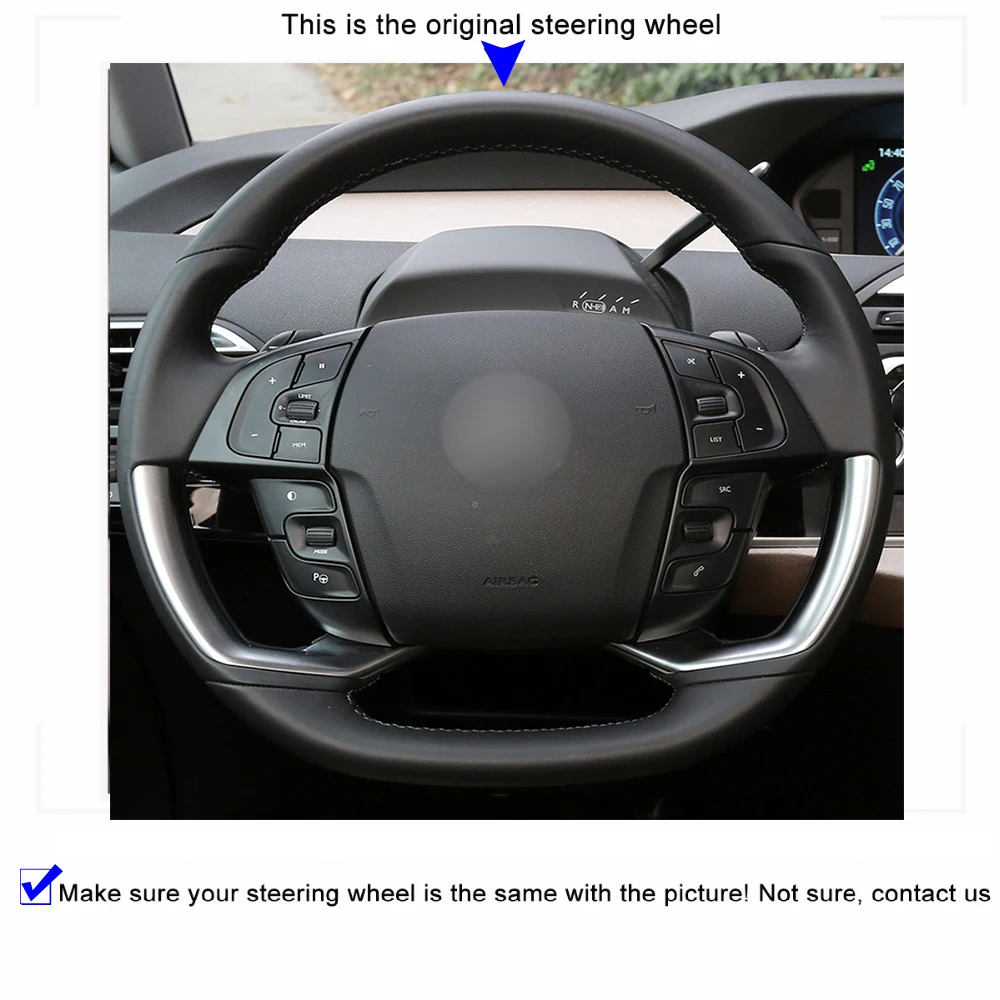 Microfiber Leather Car Braid Steering Wheel Cover for Citroen Grand C4 Picasso SpaceTourer 2013-2022 Car-styling AutoAccessories