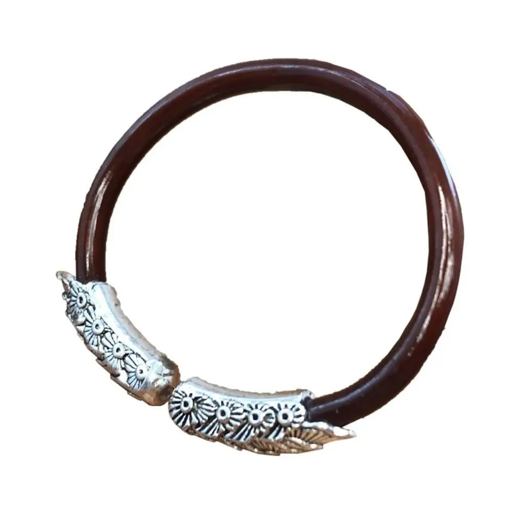 Ethnic Style Rosewood Bracelet Tibetan Silver No Knot Opening Bangles Vintage Adjustable Chicken Spatholobi Bracelet Female