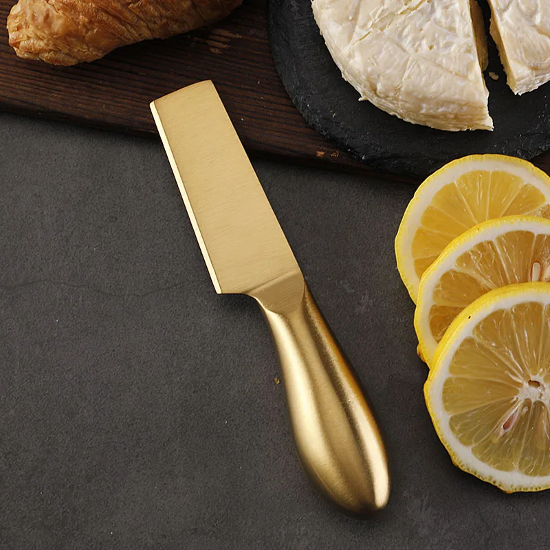 Cheese Knife Set Cheese Stainless Steel 6Pcs Gold Cheese Slicer Cutter Handle Mini Knife Butter Knife Spatula Fork Matte