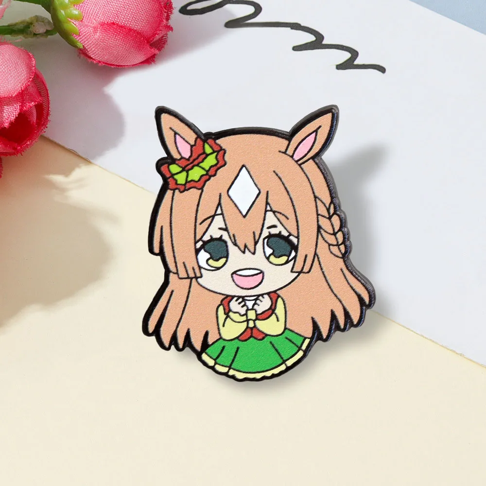 Brosche mit einem Mädchen mit rosa Haaren, Cartoon-Spielcharakter, Emaille-Anstecker, kreatives Anime-Accessoire, modisches Kragen-Schmuckstück, Geschenk. – Detail 4