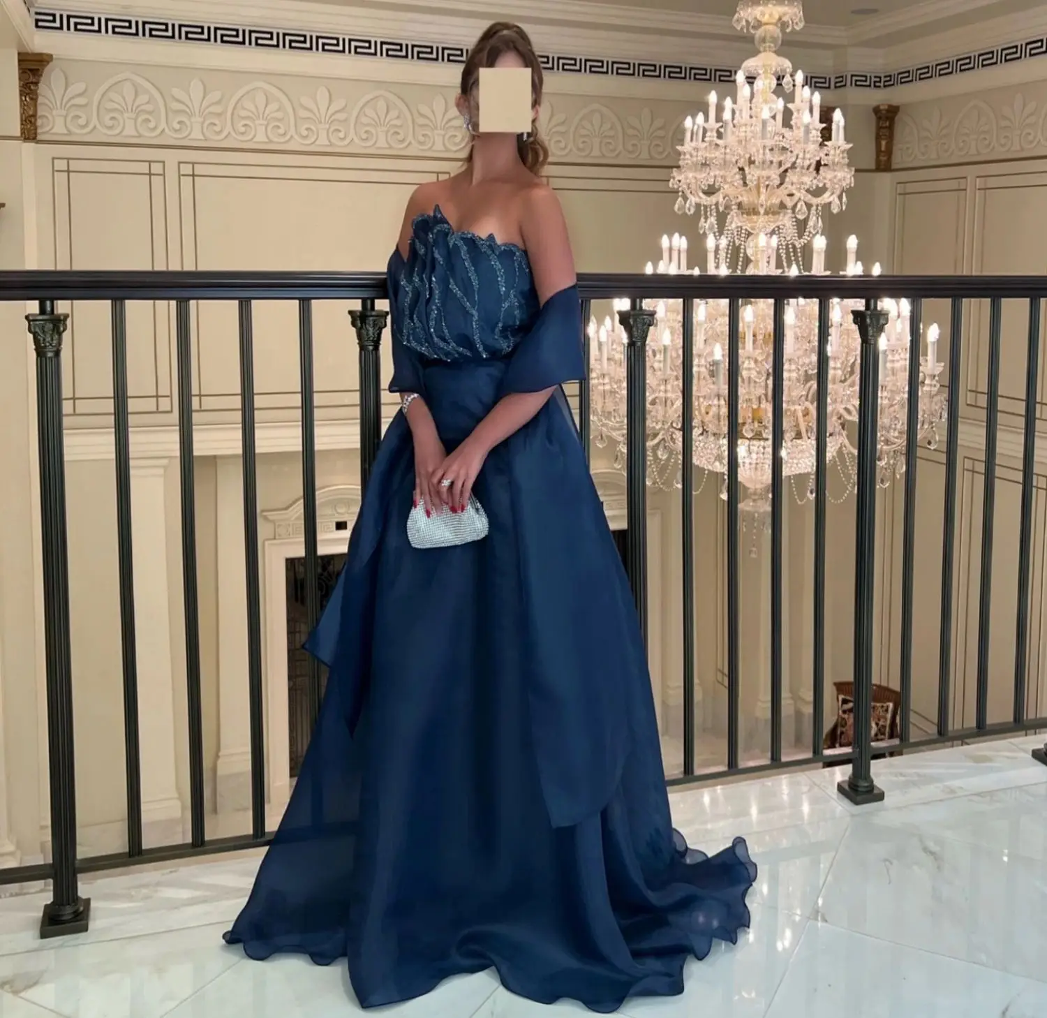 Lorrtta-Luxuoso vestido de noite elegante para mulheres, Eid Al-fitr, Grace azul marinho, vestidos de luxo femininos, festa de casamento, 2022