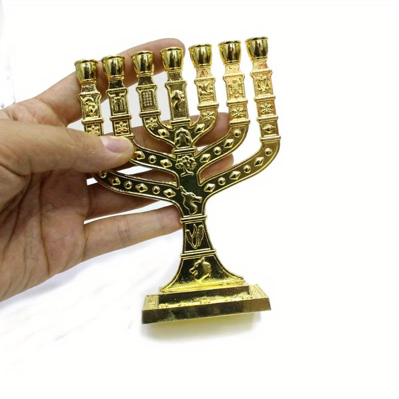 1pc Elegant 7 Branch Menorah Candle Holders for Hanukkah Celebrations, Essential Oils Burner, Home Decoration, Candle Holders