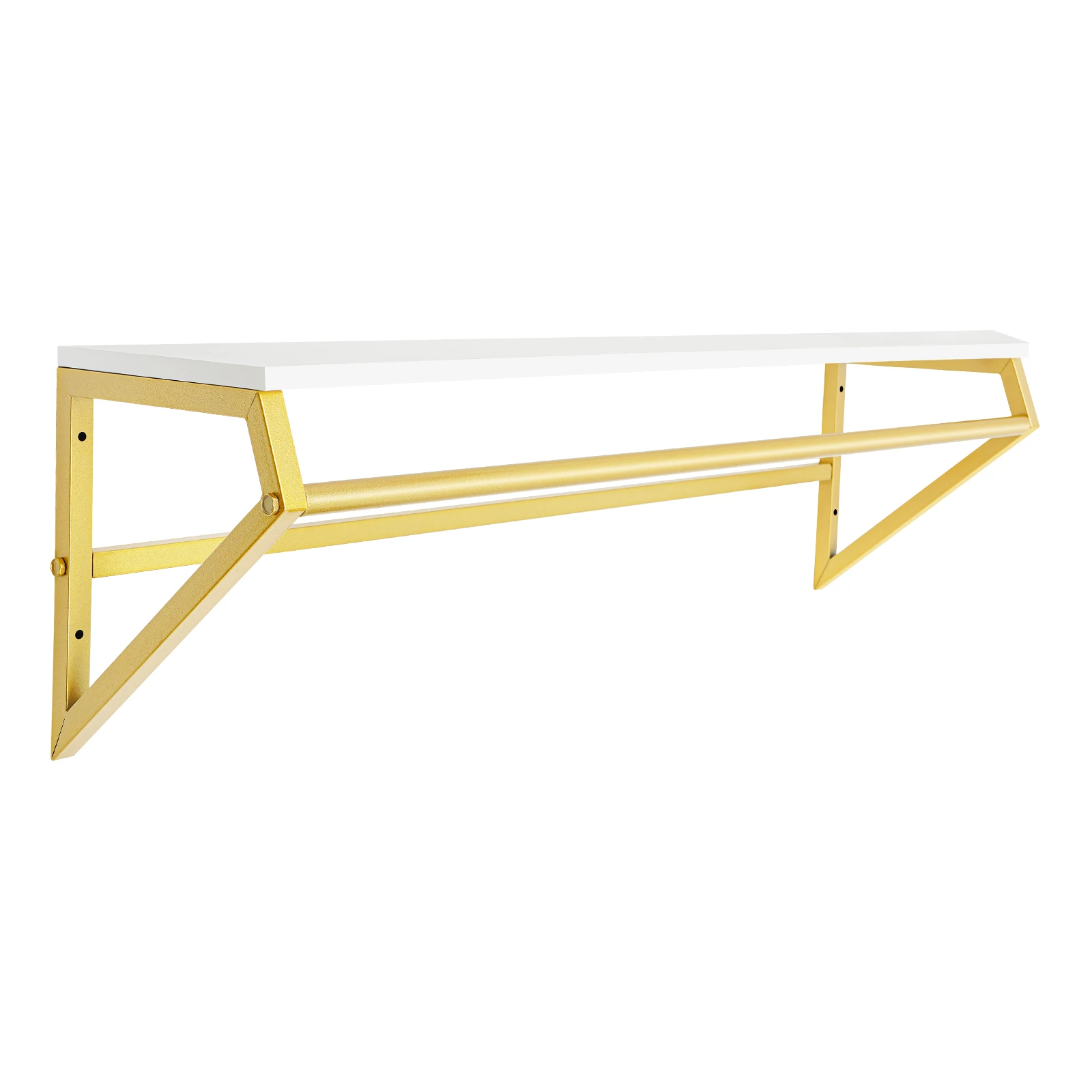 105*25*30cm Gold Wall-mounted Display Stand High Load-bearing Storage Rack Clothes Hanger with Top Rack