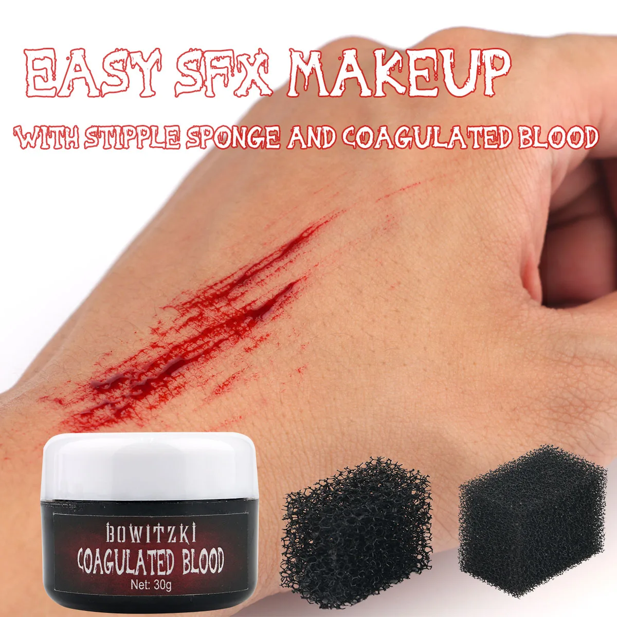 Bowitzki Halloween Fake Blood Cream Special Effect Makeup Sponge Face Painting Body Painting