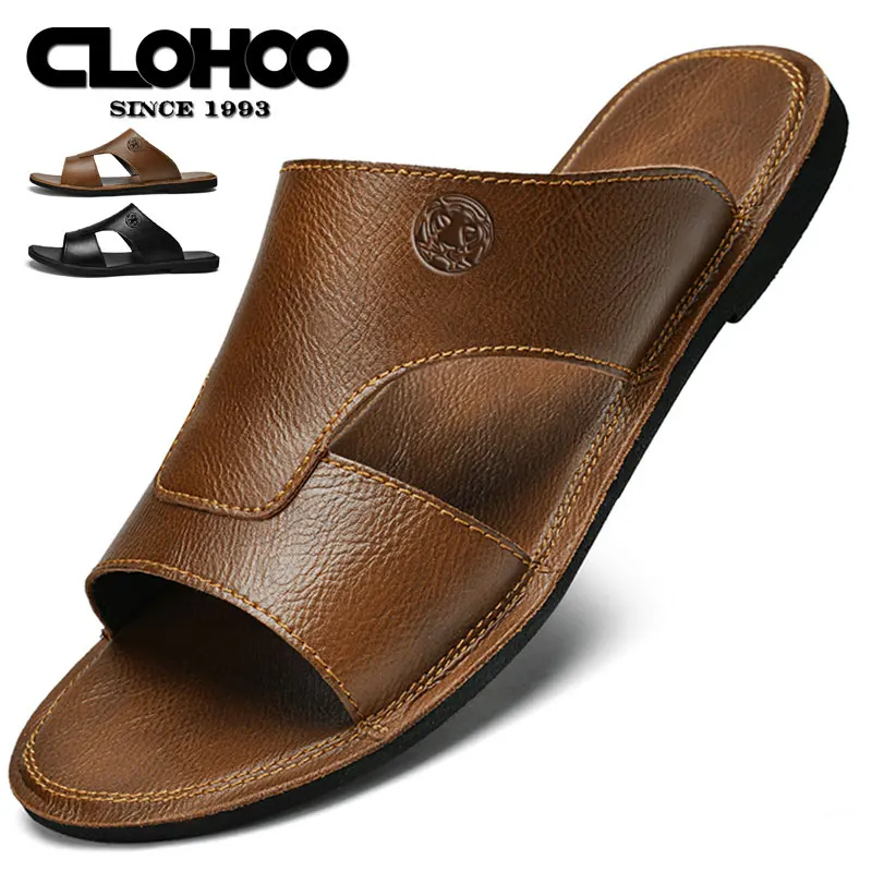 CLOHOO Classic Men Slippers Home Indoor Non-slip Slippers Light Comfortable Casual Flip-flops Summer Outdoor Travel Beach Shoes