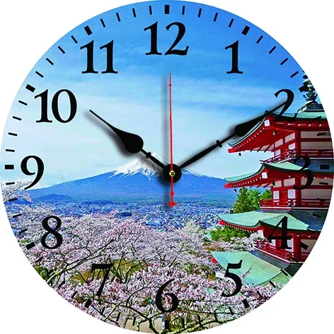 Japanese Style Fuji Sakura Custom Large Clock Living Room Home Decor Round Quartz Wall Clock Children Bedroom Wall Decoration