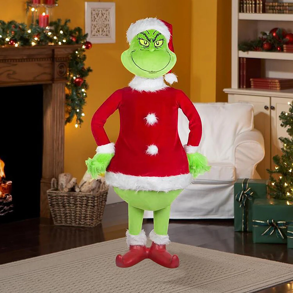 Green Monster Doll Collectible Toy Christmas Plush Toy Home Decoration Grinch Head Hands Legs Toys Best Gift for Boys Girls