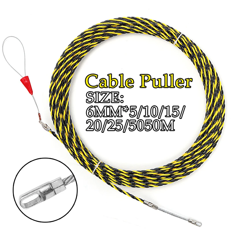 Cable Push Puller 6mm 5/10/15/20/25/30/50M Threader Electrical Wire Cable Guide Device Running Puller Lead Construction Tool