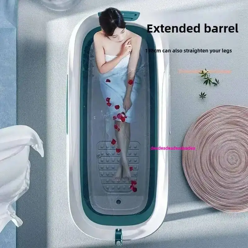 Folding Bath Bucket Silicone Bath Tub Full Body Thickened Bathtub Constant Thermal Insulation Lid Household Bath Bucket Heating
