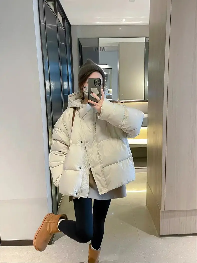 

Puffer Parkas Womens Quilted Padded Grid Rainbow Split Bow Metal Air Thread Bio Cotton Champagne Polka Fur Collar Turn Down Vibe