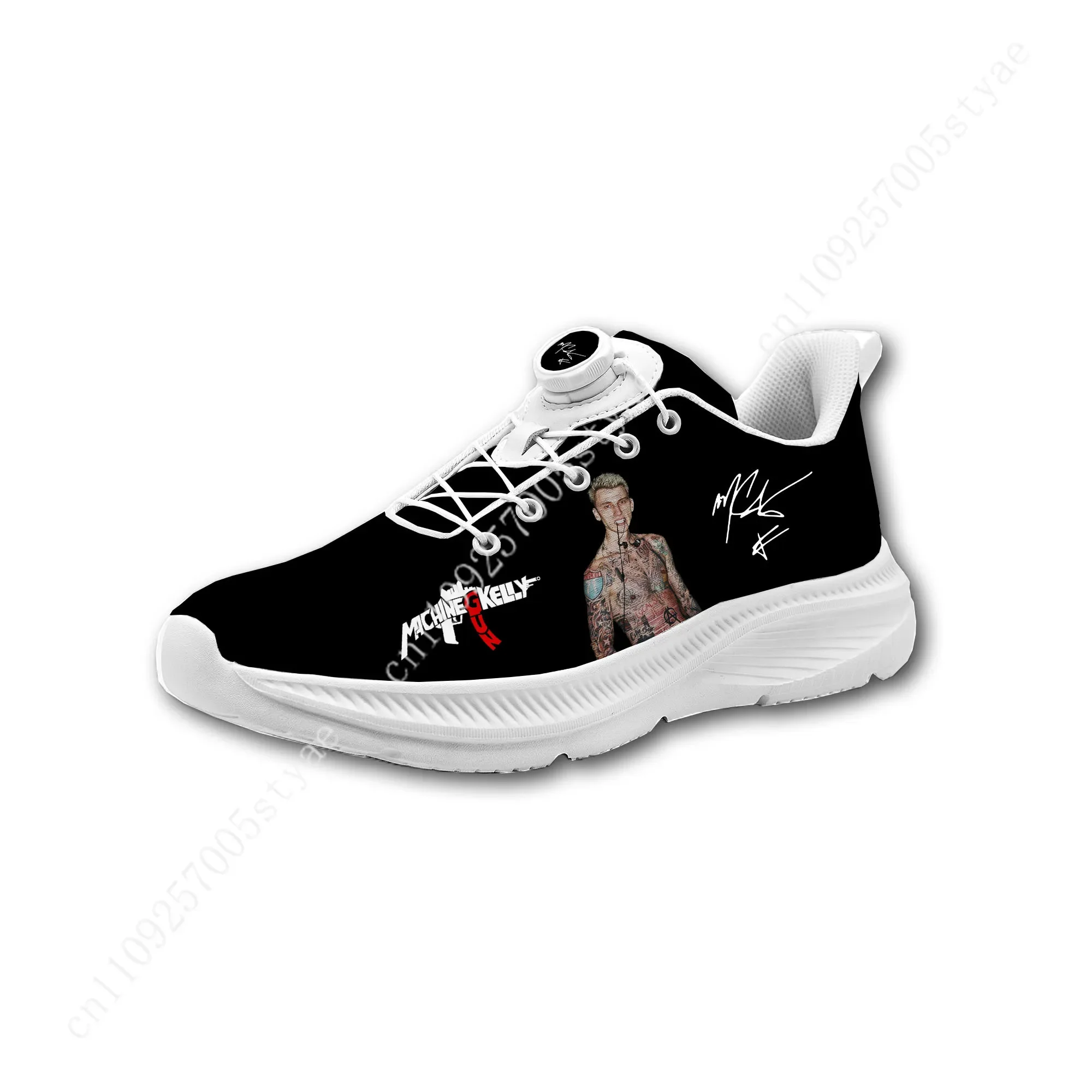 M-Machine Gun K-Kelly MGK Mens Womens Casual Hiking Shoes Laceless Rotating Button Sports Shoes lightweight Custom Sneaker view 2