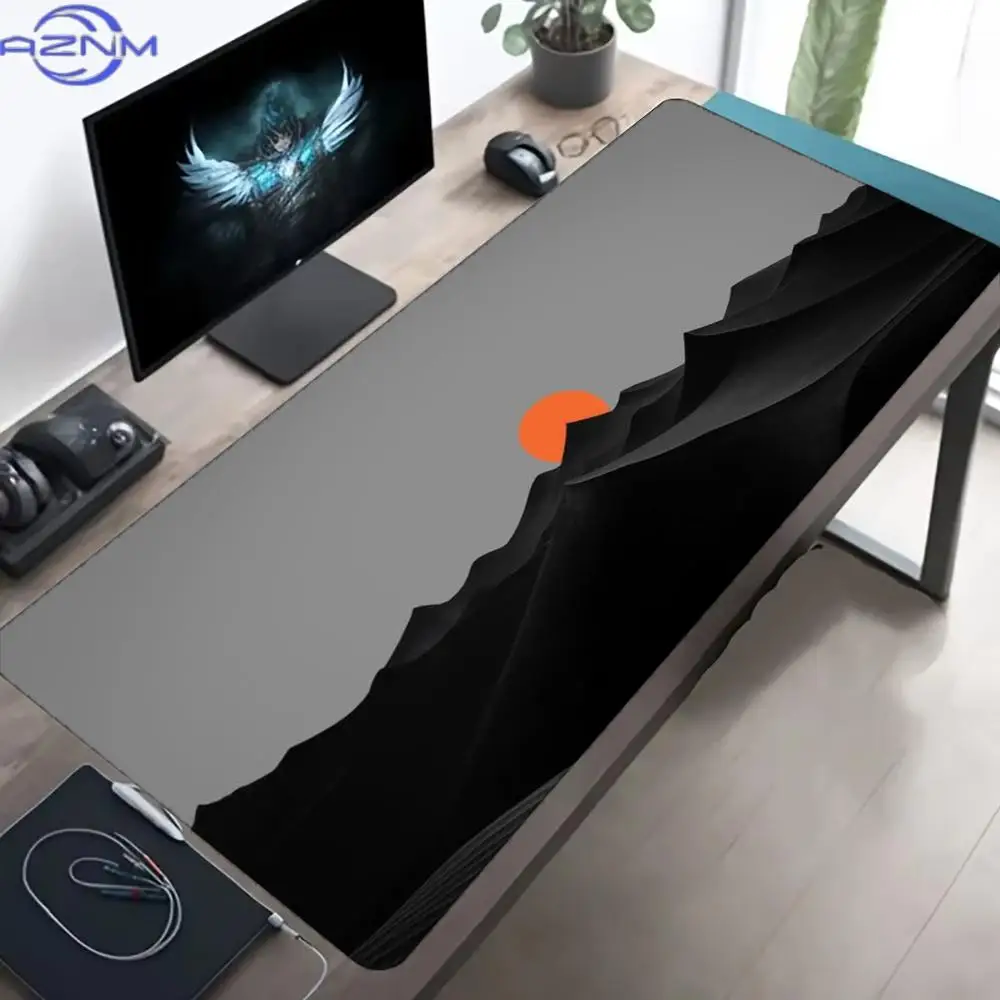 Black White Mount Fuji Moon Large Gaming Mouse Pad Non Slip Rubber  Keyboard Desk Mat Minimalist Mountain Desktop Table Mousepad