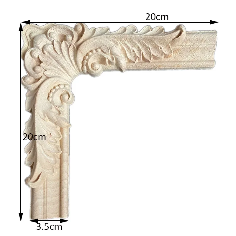 12-20cm Woodcarving Decal Corner Applique Frame Door Decorate Wall Doors Furniture Wooden Miniature Franch Hollow Flower