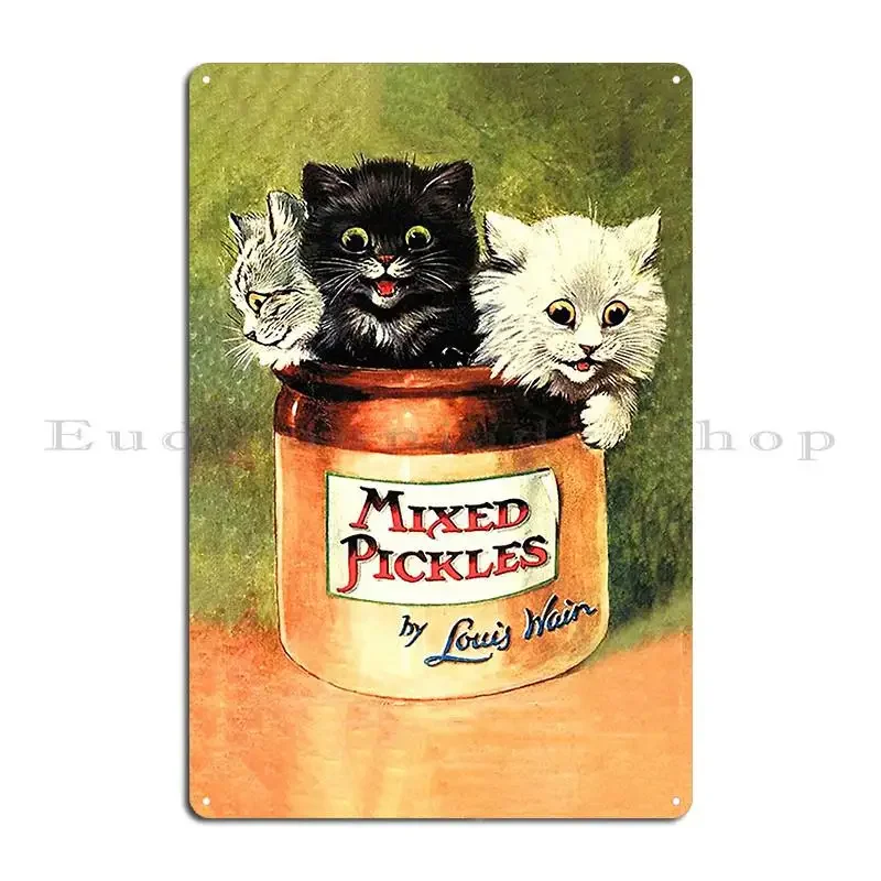 Funny Kittens Mixed Pickles Louis Wain Cats Metal Sign Retro Kitchen Classic Wall Decor Customized Tin Sign Poster