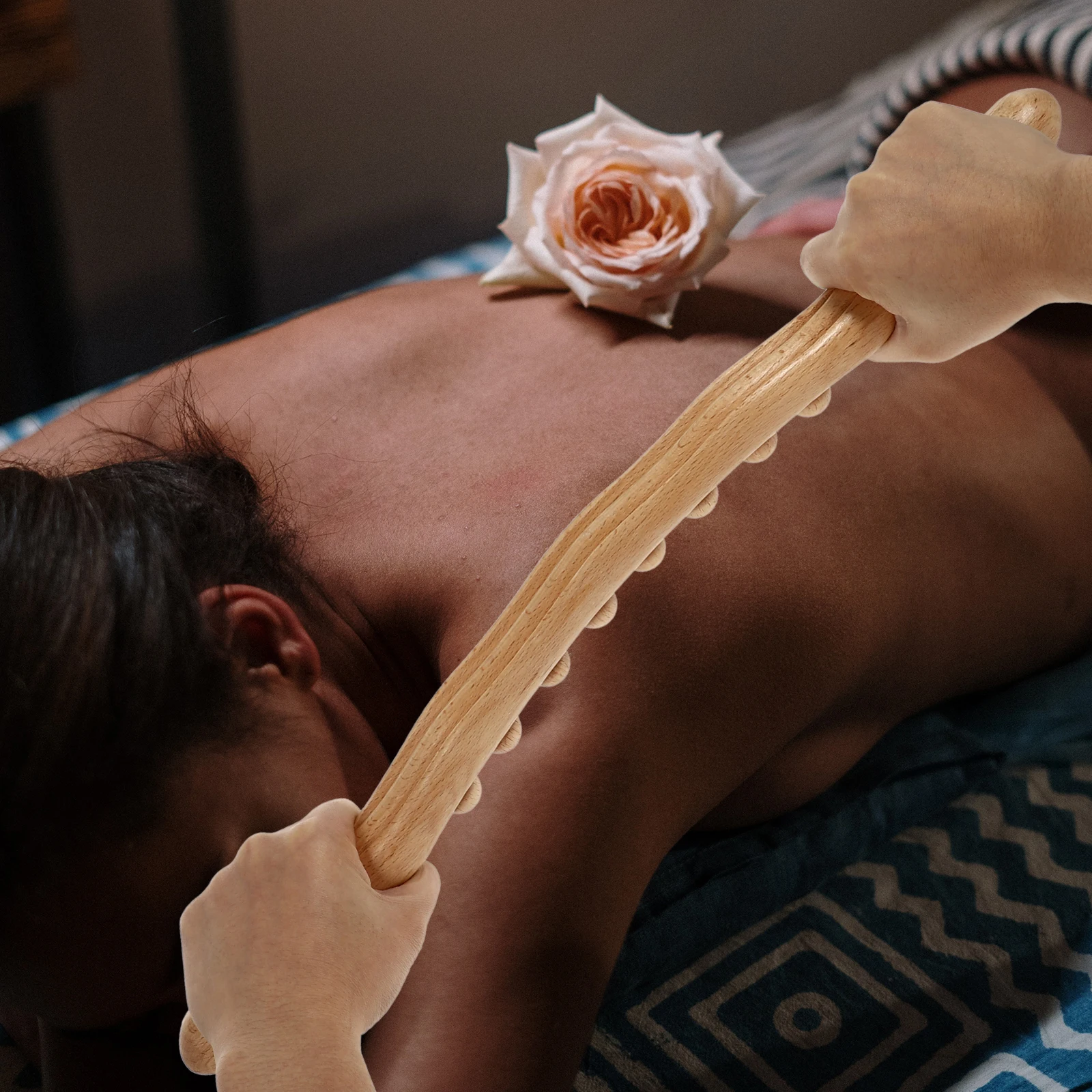 

1Pcs Acupoint Massage Stick Natural Beech Wood Gua Sha Scraper for Full Body Relaxation Portable Wooden Massage Tool Light Brown