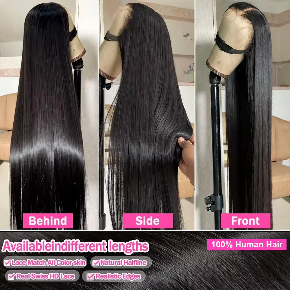 Wear And Go 5x5 Straight Glueless Wig 100% Human Hair Wig 13x6 Lace Front Human Hair Wig Brazilian 13x4 Lace Front Closure Wigs For Black Women Preplucked image 5