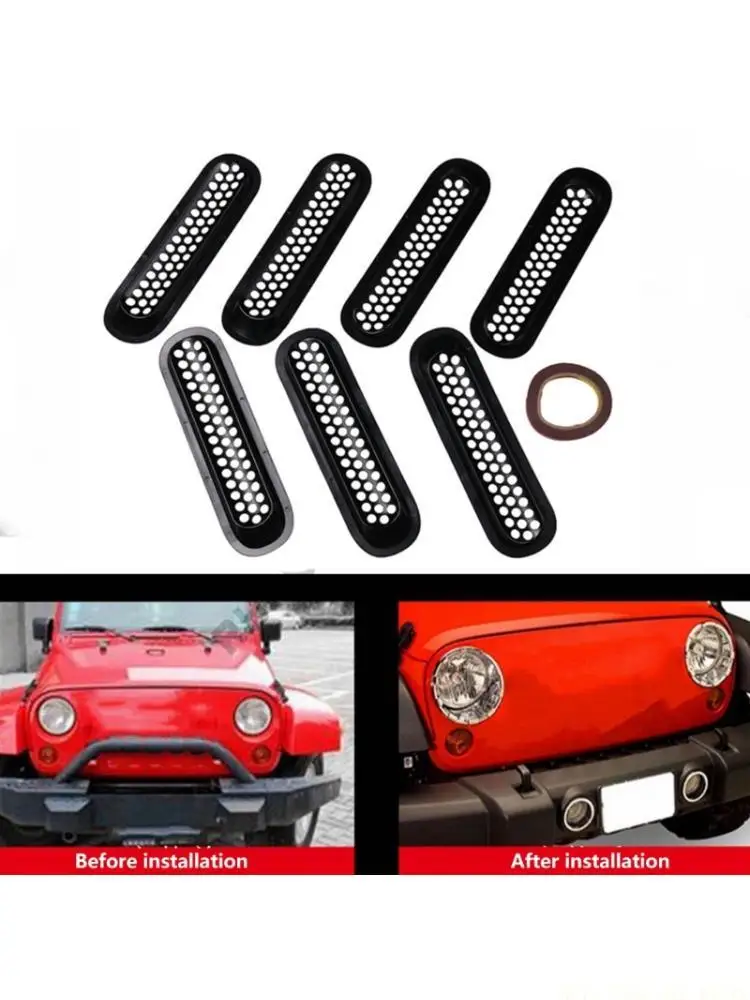 

J0MA Set Of 7 ABS Grille Inserts Grille Cover Suitable for 07-17 JK Automotives