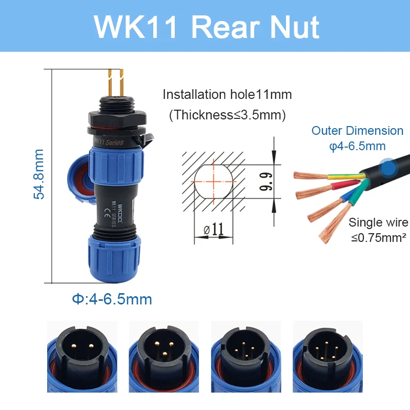 Waterproof Connector SP11 IP68 Male Plug & Female Socket Rear-nut Docking Panel Mount 2/3/4/5 Pin Cable Wire Aviation SP Connect