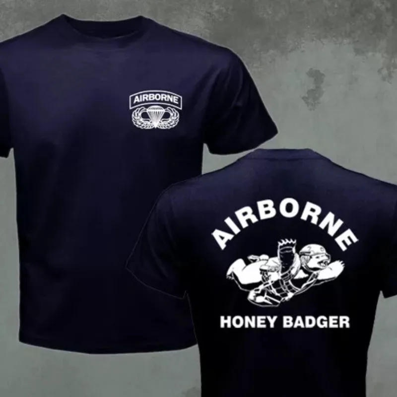 25 New Honey Badger Airborne Parachute Special Forces Same Printed Cotton Short Sleeve T-Shirt Top Streetwear Harajuku