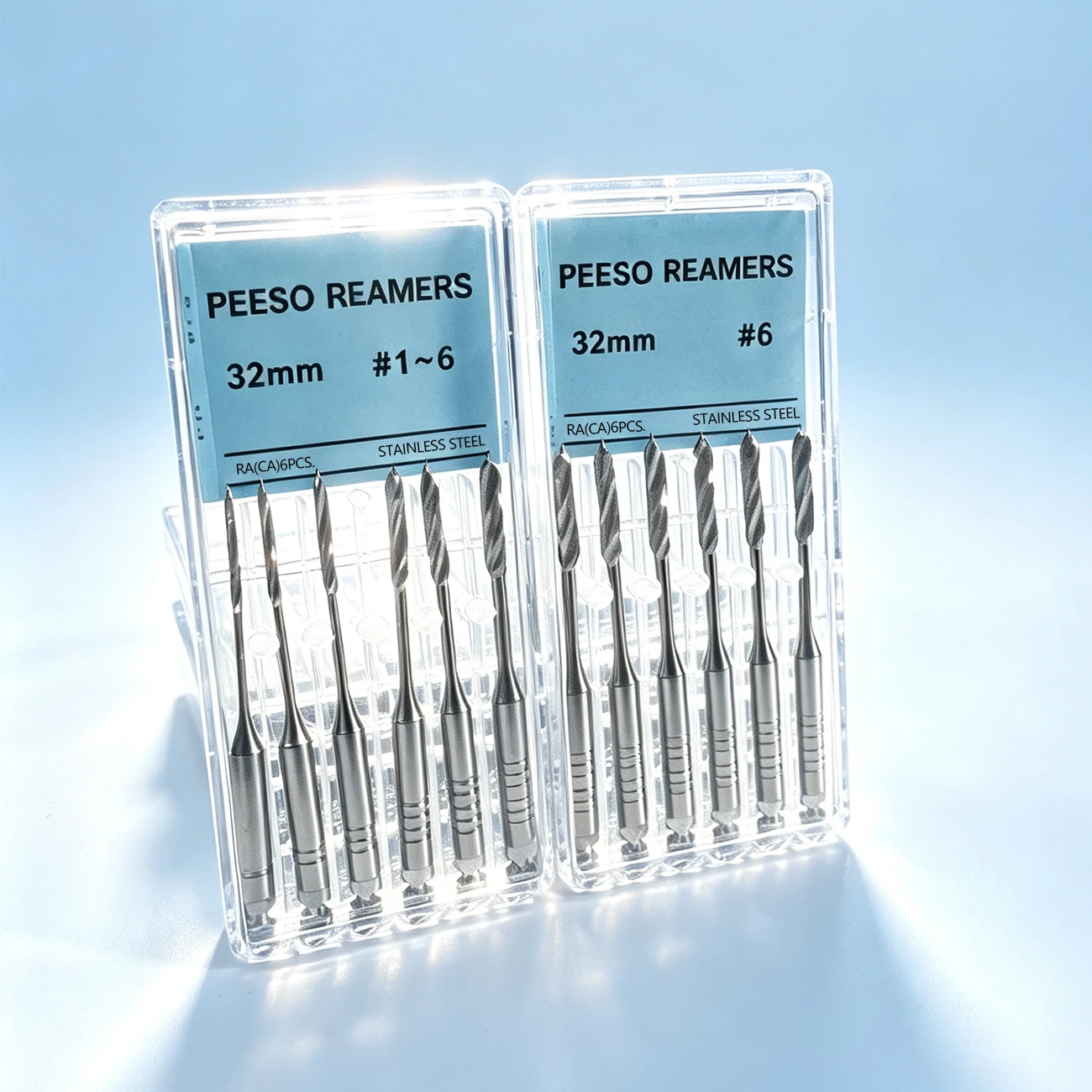 6Pcs/Box 32mm Dental Engine Use Endodontic Peeso Reamers Glidden Rotary #1-6 Stainless Steel Endo Files Dentistry Lab Consumable