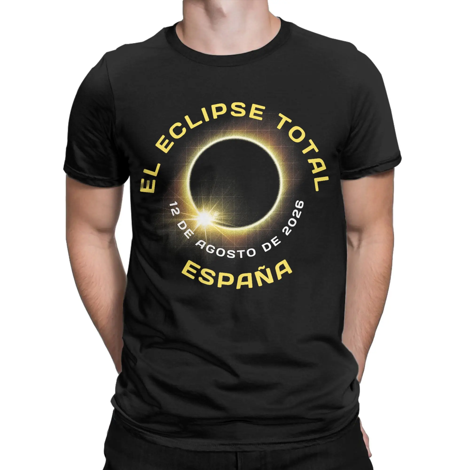 Espana Spain Total Solar Eclipse Totality T Shirts for Men Pure Cotton T-Shirts Crewneck August 12 2026 Tees Clothes Plus Size