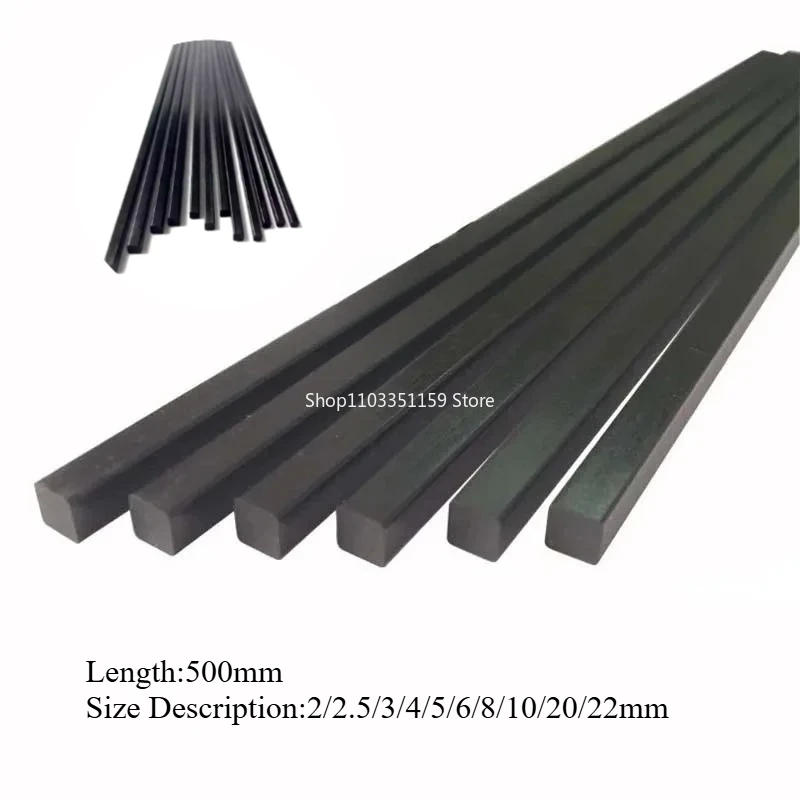 Carbon Fiber Square Solid Rods High-strength Carbon Fiber Rods Composite Rods Length 500mm Thickness 2/2.5/3/4/5/6/8/10/20/22mm
