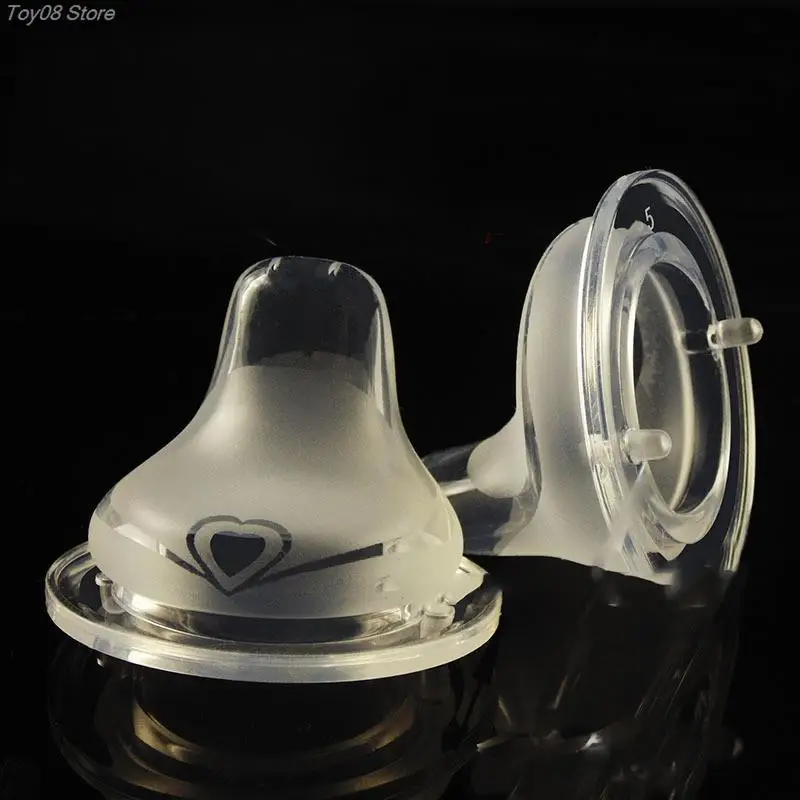 Chupete de silicona líquida de seguridad suave para bebé, pezón de pico de pato, accesorios de repuesto flexibles naturales para botella de leche de boca ancha