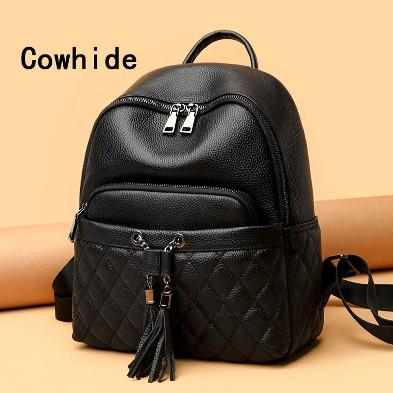 Cowhide Shoulder Backpack High-Capacity Ladies 2023 Women\'s Travel Summer Chest Bag Fashion For Girls One Shoulder Three Uses