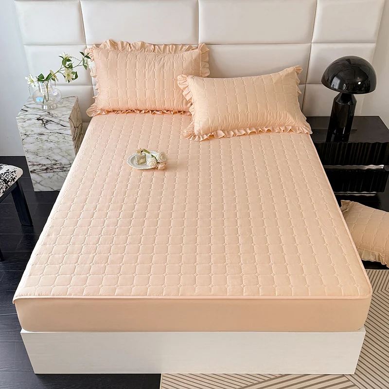 1pc Waterproof Pure Cotton Mattress Cover Protector de colchón impermeable Quilted Bed Sheet Thickened 매트리스 커버(no pillwocase)