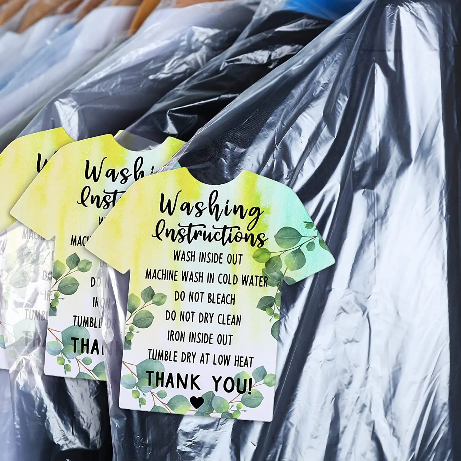 50pcs T-Shirt Care Card Clothing Shirt Care Washing Instruction Sweater Clean Guide Skirt Clothes Label Paper Tags