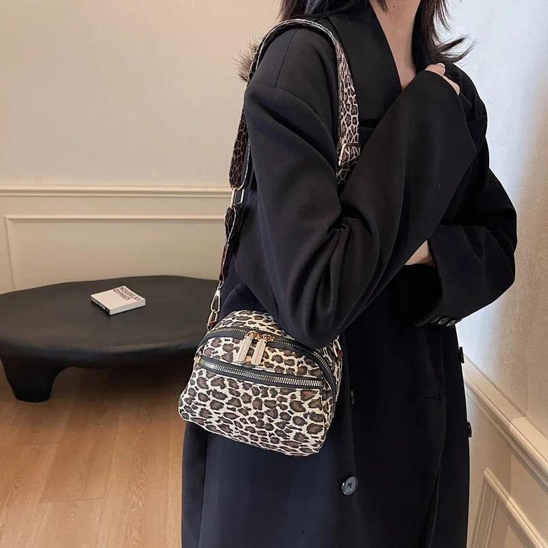 LEFTSIDE Cloth Leopard Cross Body Bags Lady Shoulder Bag for Women 2024 Fashion Trend Mini Crossbody Bag Handbags and Purses image 4
