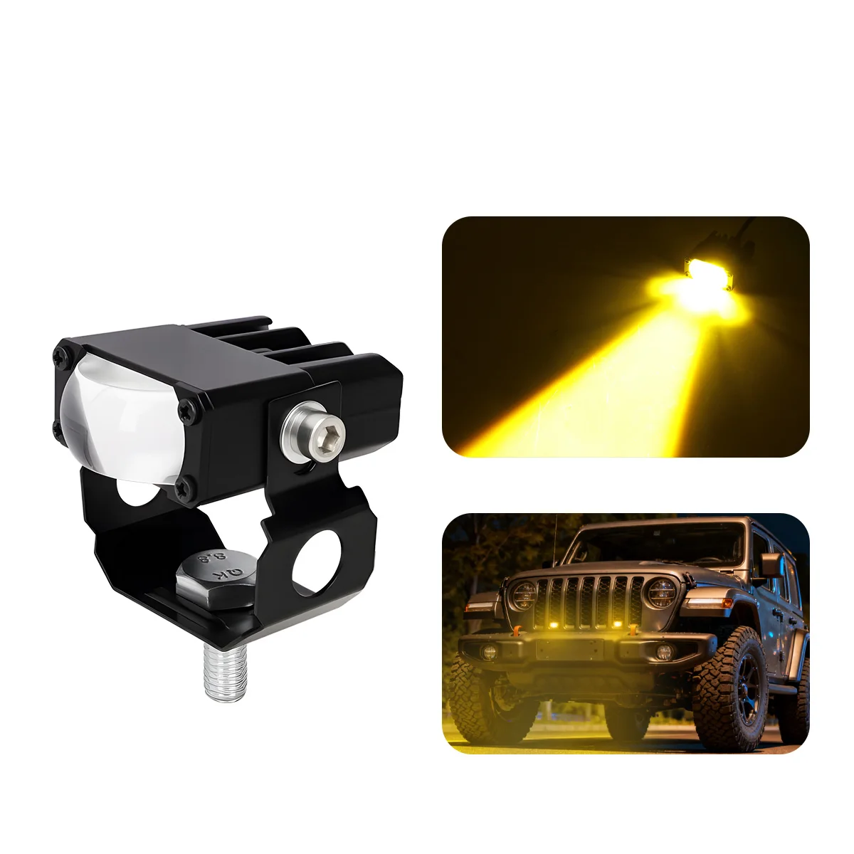 1/2PCS Motorcycle 1 Lens Laser Auxiliary Spotlight With Mount Bracket White Yellow External Headlight For Truck Car SUV 4x4 Boat