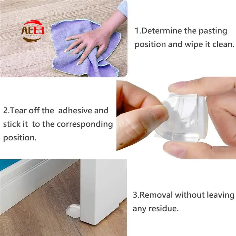 

AEE3-Door Stops Floor For Gluing, Transparent Self-Adhesive Floor Door Stops Suitable For All Hard Floors