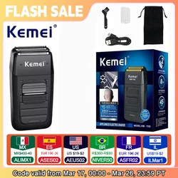 Kemei-1102 Rechargeable Cordless Shaver For Men Beard Shaver Machine Twin Blade Face Care Multifunction Strong Trimmer