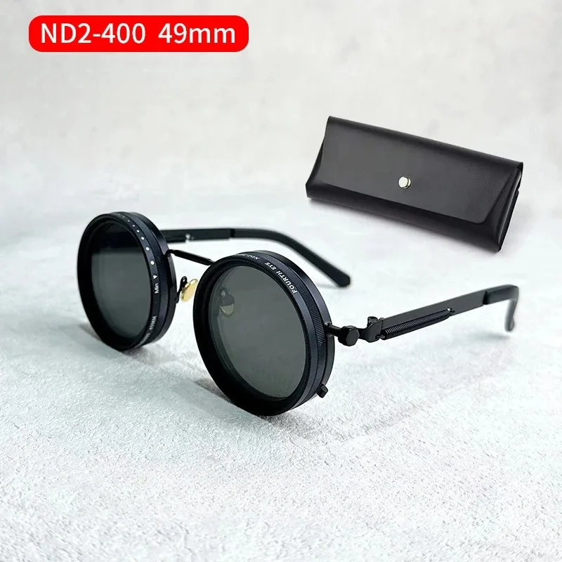

Handmade ND9 Adjustable Dimmable Sunglasses Punk Vintage Round Driving Polarized Shades UV Protection with Fishing Filter Lens