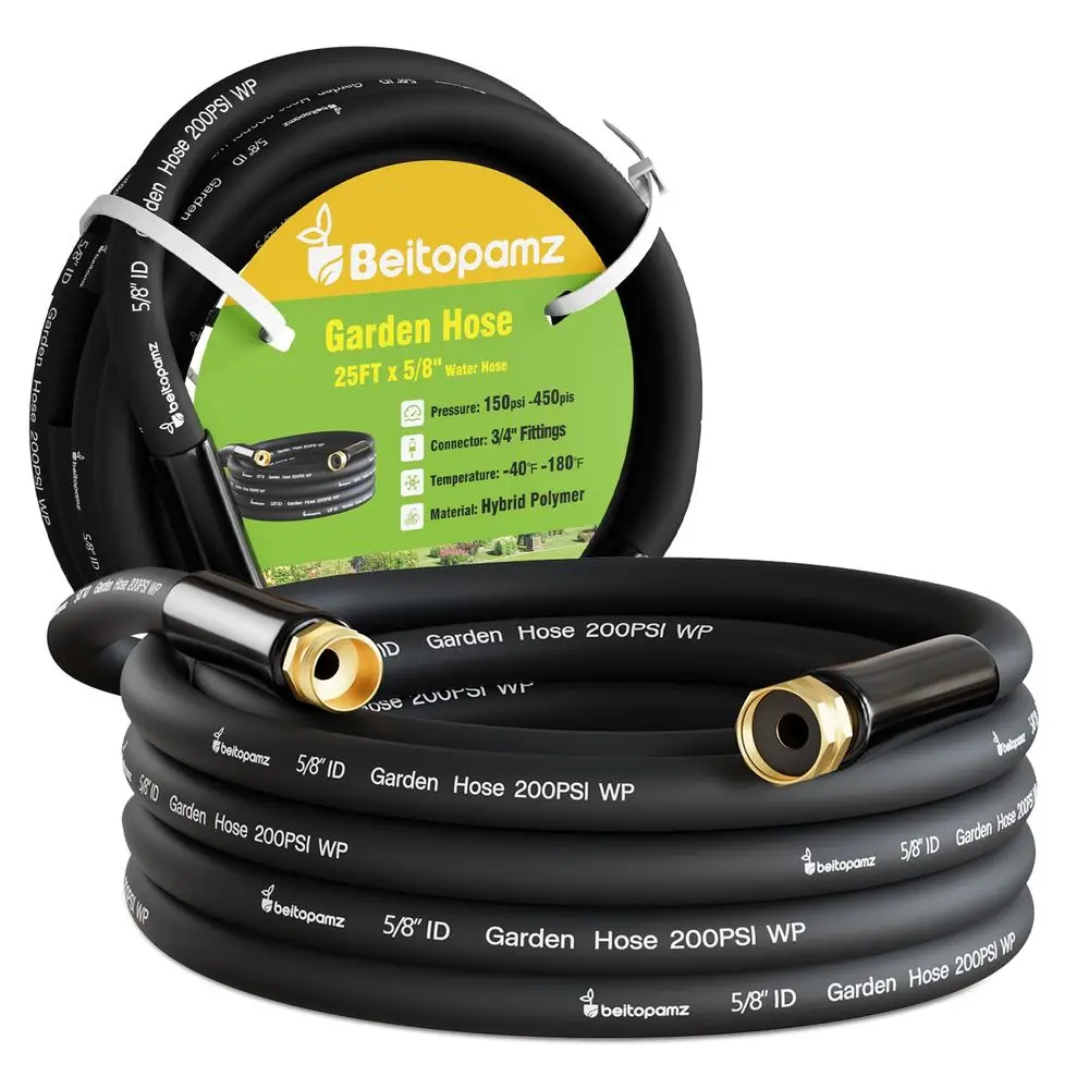 

Шланг для воды 25 футов x 5,8 дюйма, сверхпрочный, гибкий и долговечный, легкий резиновый гибридный шланг, герметичные соединения, штуцер-мама (F)