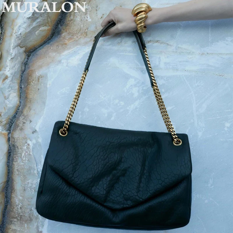 Soft Sheepskin Chain Bag Classic Vintage Metal Decoration Underarm Bag Women Fashion All-match Commuter Casual Small Square Bag