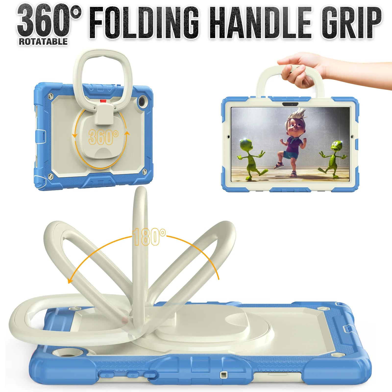 Case For Samsung Galaxy Tab A9 Plus Shockproof Cover For Galaxy Tab A7 Lite A8 Rotation Hand Ring Kids With Stand Tablet Funda