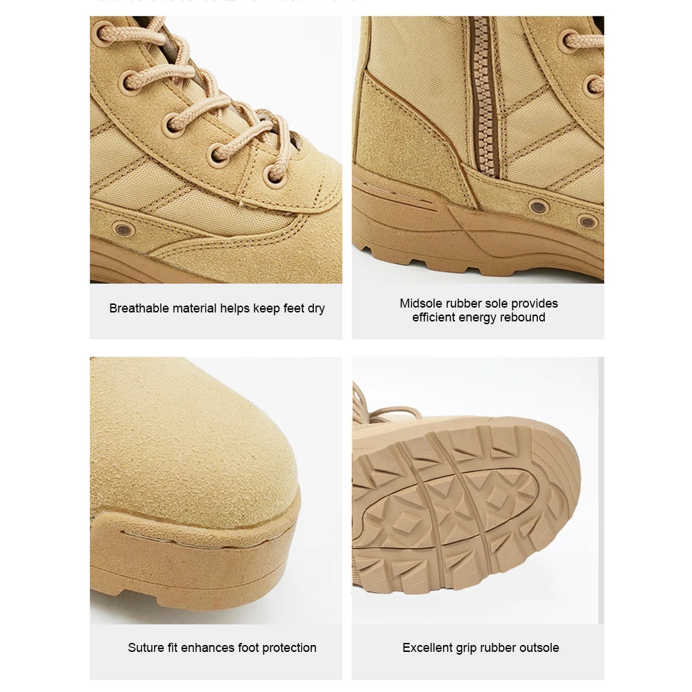 Desert Combat Boots Lace Up Outdoor Hiking Boots Breathable Hunting Training Boots High-top Lightweight Non-Slip for Men
