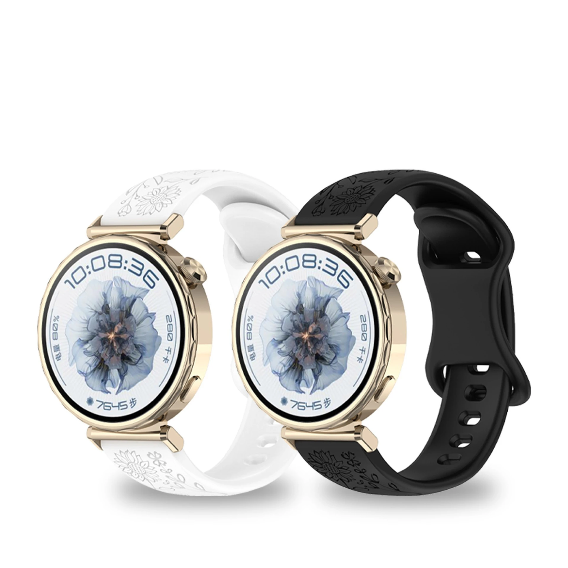 18/20/22mm 해바라기 패턴 실리콘 스트랩 슈트 18/20/22mm 크기의 스마트 시계용 해바라기 양각 실리콘 시계 스트랩