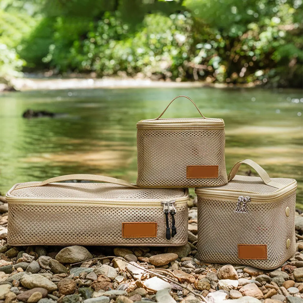 حقيبة تخزين أدوات الطبخ في الهواء الطلق، متعددة الحجم، حقيبة يد شبكية متعددة الاستخدامات، أدوات طهي للتخييم، تنظيم ملحقات أساسيات السفر #1