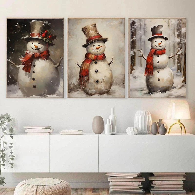 Christmas Santa Winter Gingerbread Man Reindeer Candy Poster Print Wall Art Pictures Canvas Painting Room Kitchen Home Decor