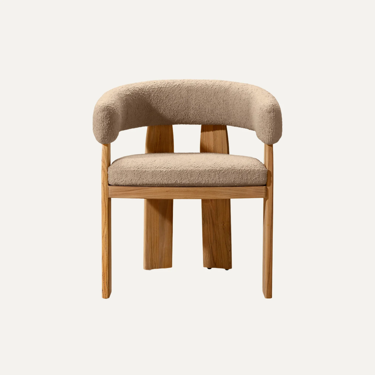 Modern Ergonomic Solid Teak Wood Eco-Friendly Tropical Design Dining Chair Waterproof Upholstered Fabric Cushion Home Furniture