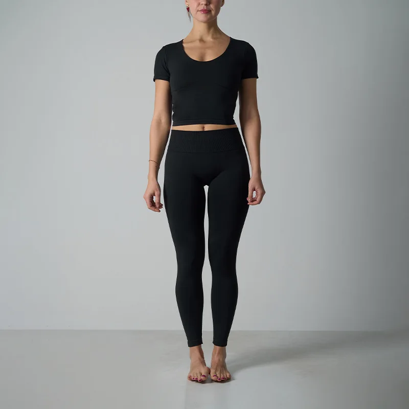 

Yoga suit breathable U-neck short sleeve high waist tight high elastic sports trousers women's sports suit fitness suit