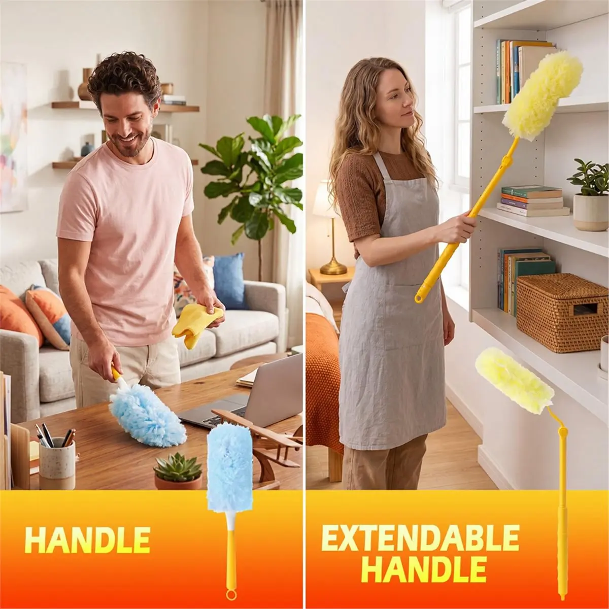 100 Count Disposable Dusters Refills with 1 Handle, 360° Multi- Microfiber Static Cleaning Dusting Wand