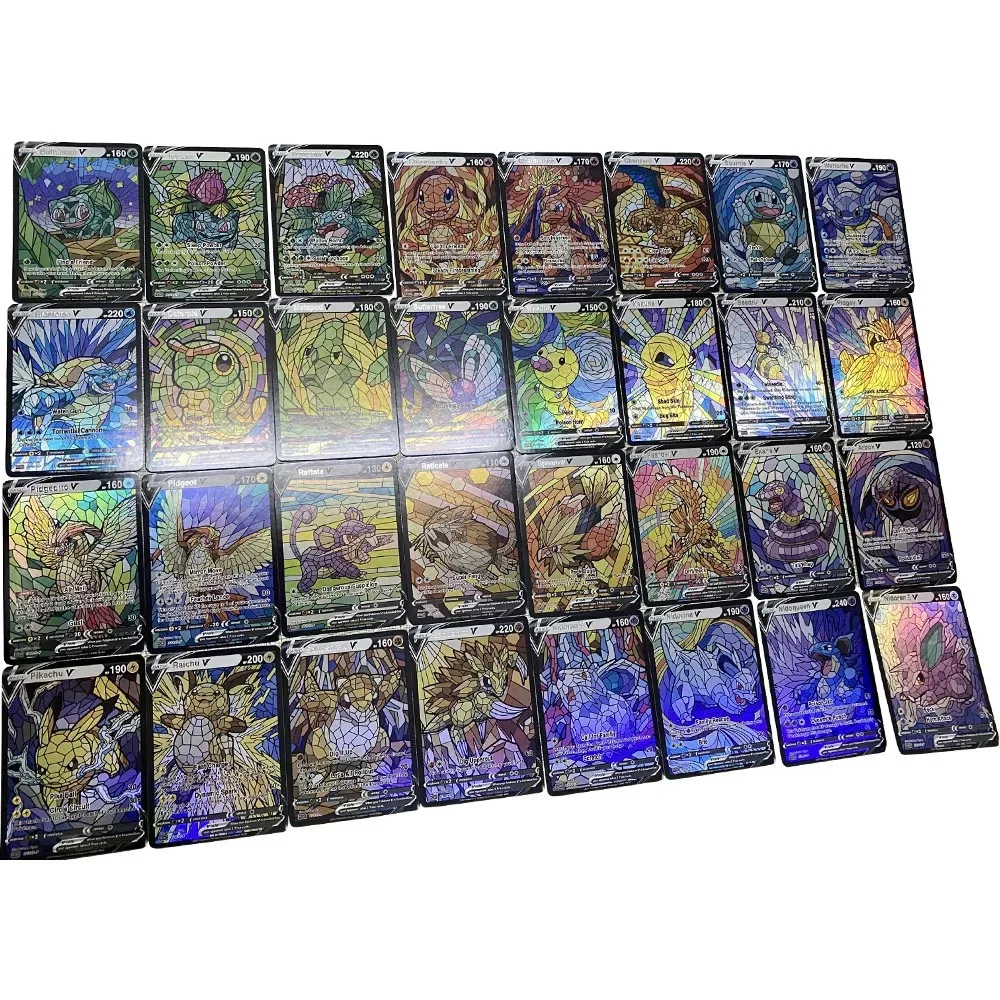 151Pcs/set Generation 1 Baroque Church Style Silver Hot Color Flash Card Charizard Diy Anime Collection Cards Gift Toys