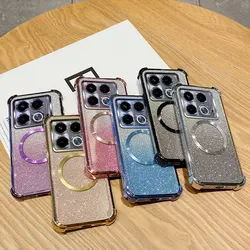 Luxury Plating Shockproof Clear Magnetic Ring Phone Case For Infinix Note 30 40 Pro Plus 4G Smart 8 7 5 2020 Glitte Soft Cover