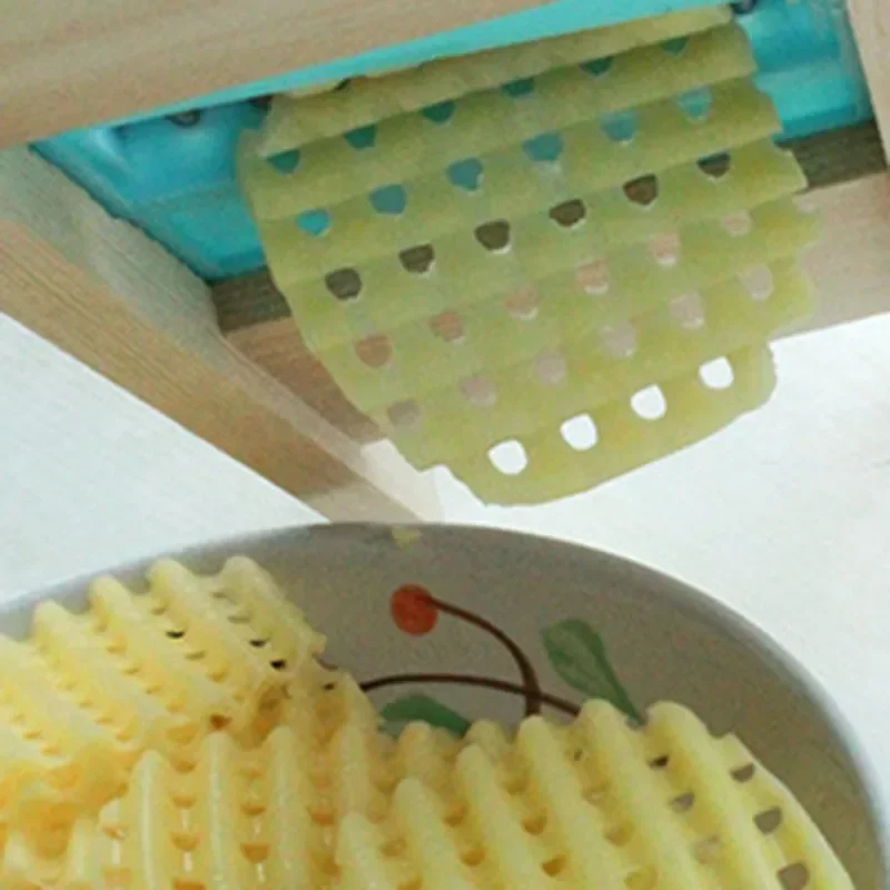 خشبية المنزل رقاقة أجاد البطاطس الخضار الفرنسية أداة القاطع مبشرة القطاعة الفولاذ المقاوم للصدأ البطاطس شبكة القطاعة متموجة قطع زهرة سكين